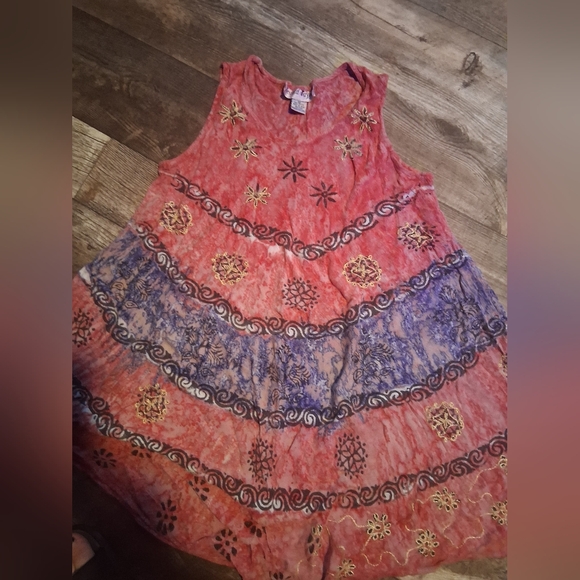 Jessica Taylor Dresses & Skirts - Boho Embroidered Mini Dress in Red and Blue